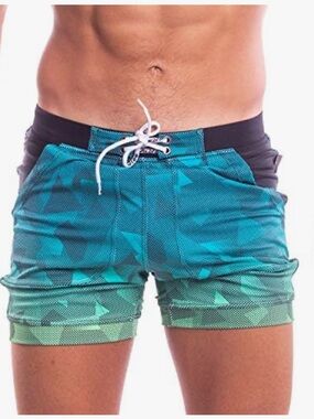 Taddlee Swimwear Boxer Briefs/Board Shorts Pockets Green/Blue/Black Sz US SMALL